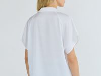 Сатиновая блузка с коротким рукавом, Белый