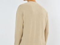 Текстурный джемпер с воротником хенли, Бежевый