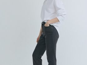 Узкие джинсы с высокой посадкой, Серый