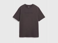 Футболка с текстовой вышивкой, Коричневый