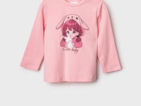 Джемпер детский трикотажный для девочек (футболка с длинными рукавами)