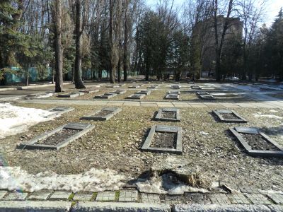 Одиночные могилы павших в боях и умерших от ран офицеров Советской Армии в период Великой Отечественной войны. Всего - 261 могила. На кладбище в 1952 году установлена скульптура воина
