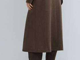 Юбка миди из искусственной замши, Коричневый