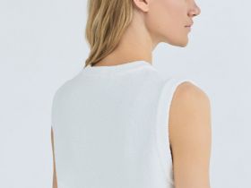 Трикотажный жилет с флоральной вышивкой, Белый