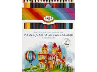 Набор карандашей акварельные Гамма "Классические" 36 цв., шестигранные, заточен., с кистью, картон.