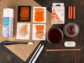 Набор сухих графических материалов "Ладога" сангина светлая, 3 мелка