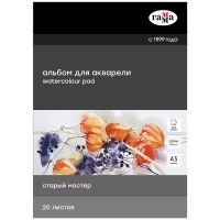Альбом-склейка для акварели Гамма "Старый Мастер" 20 л 300 г, сатин, 100% хлопок