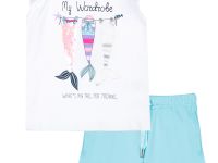 Комплект трикотажный для девочек: фуфайка (футболка), шорты