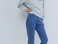 Узкие джинсы с высокой посадкой, Синий