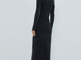 Платье в рубчик с эффектом стирки, Серый