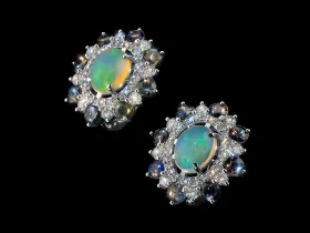 Серьги из белого золота с, опалами и сапфирами э4781сг02260364_white