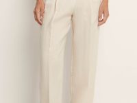 Брюки изо льна широкого силуэта