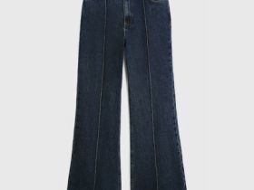 Джинсы клёш с высокой посадкой, Синий