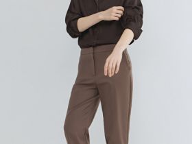 Зауженные прямые брюки, Коричневый