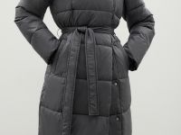 Стеганое утепленное пальто с поясом