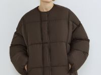 Утеплённая стёганая куртка с шарфом, Коричневый