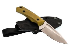 Нож Pocket Wolf Мини Тактик с долом, сталь AUS10Co, рукоять микарта, желтый