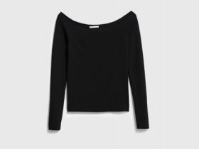 Лонгслив с открытыми плечами, Черный