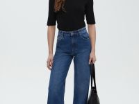 Джемпер с коротким рукавом и воротником-стойкой