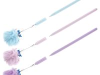 Ручка шариковая MESHU "Unicorn" синяя, 0,7 мм, с пушист. помпоном, корпус ассорти