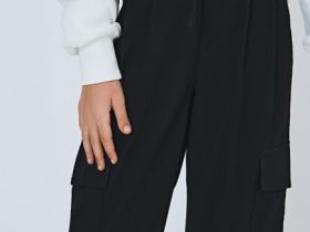 Брюки с карго-карманами для девочек, Черный