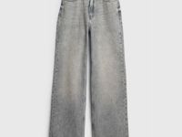 Широкие джинсы с высокой посадкой, Серый