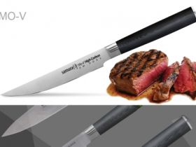 Нож кухонный "Samura Mo-V" для стейка - SM-0031, сталь AUS-8, рукоять G10, 120 мм