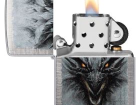 Зажигалка ZIPPO Dragon Design с покрытием Linen Weave, латунь/сталь, серебристая