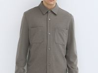 Рубашка из трикотажа с карманами, Коричневый