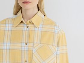 Рубашка в клетку из хлопка, Желтый