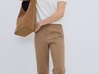 Укороченные брюки из хлопка, Бежевый