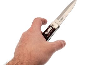 Автоматический складной нож Mikov Predator, сталь N690, рукоять Raffir, красный