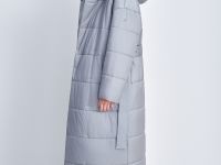 Стеганое утепленное пальто с поясом