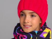 Шапка вязаная с отворотом для девочки