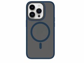 Чехол-накладка Wiwu Magsafe (FGG-011) для Apple iPhone 15 пластиковый прозрачно-черный (синяя рамка)