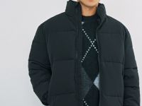 Утеплённая куртка с воротником-стойкой, Черный