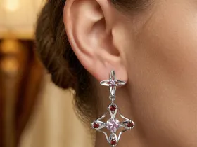 Серьги из серебра с аметистами и гранатами э0649сг10250365