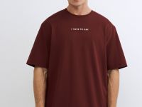 Пижамная футболка с текстовым принтом, Красный