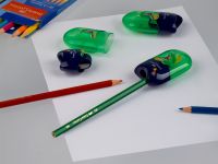 Точилка пластиковая Faber-Castell "Dinosaur" 2 отверстия, контейнер