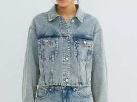 Джинсовая куртка со стразами, Голубой