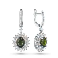 Серьги из белого золота с хромдиопсидами э4754сг08220453