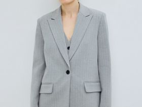 Однобортный жакет из поливискозы, Серый