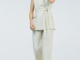 Широкие брюки со льном, Бежевый