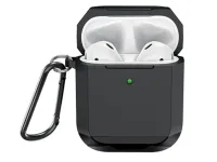 Чехол WiWU Defender Strong Metal для AirPods 2 противоударный с карабином (черный)