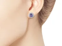 Пусеты из белого золота с танзанитами и бриллиантами э4742пс12200412