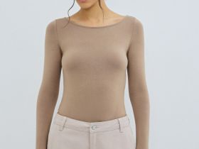 Боди из вискозы, Бежевый
