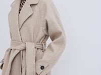Пальто с поясом, Бежевый