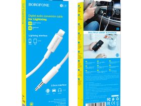 Кабель Borofone BL9 Digital audio (AUX 3.5mm) на (Lightning) 100см силиконовый (белый)
