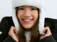 Шапка-ушанка из шерпы для девочек, Белый