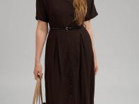 Приталенное платье миди со льном